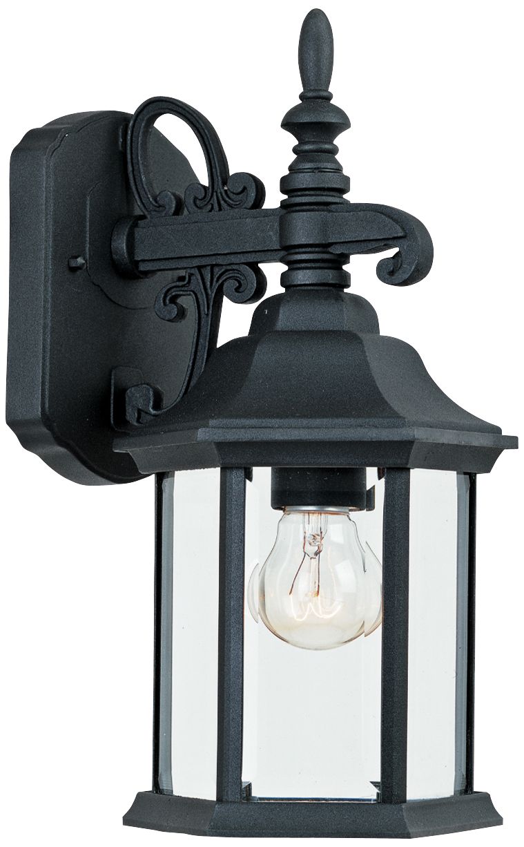 Devonshire 14 1/4"H Clear Glass Black Outdoor Wall Light