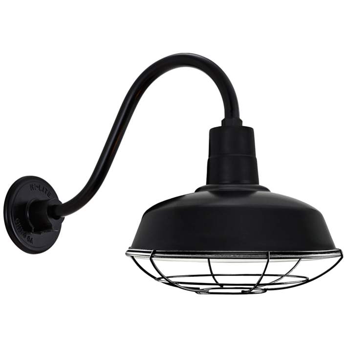 Warehouse 9 1 2 H Barn Black Gooseneck Cage Outdoor Light 9c415