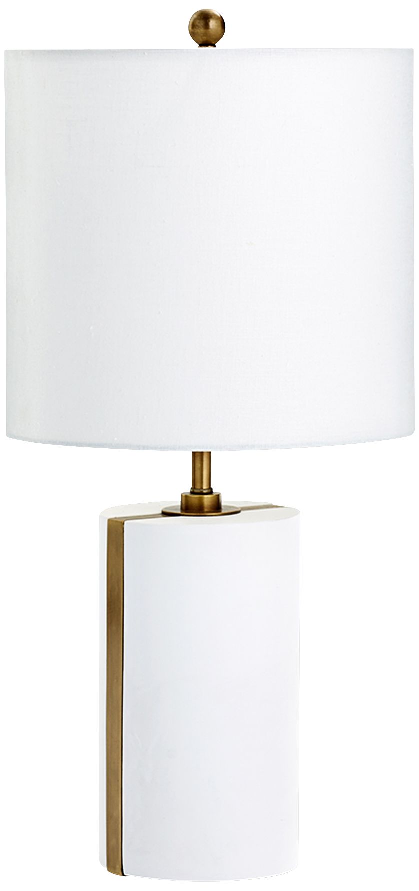 Cylindro Brass Stripe White Plaster Table Lamp