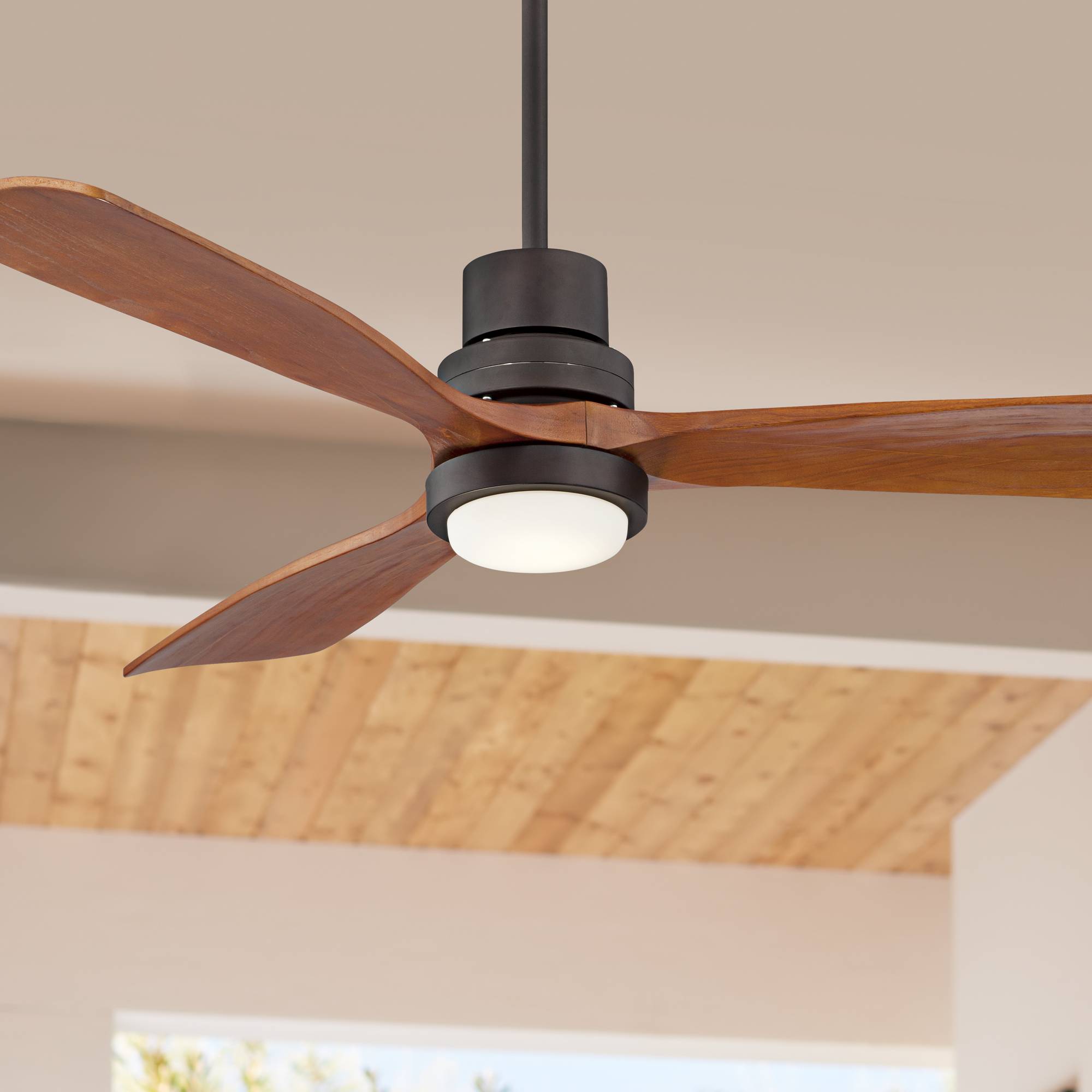 Details About 52 Outdoor Ceiling Fan With Light Led Solid Wood Large Oiled Bronze For Patio