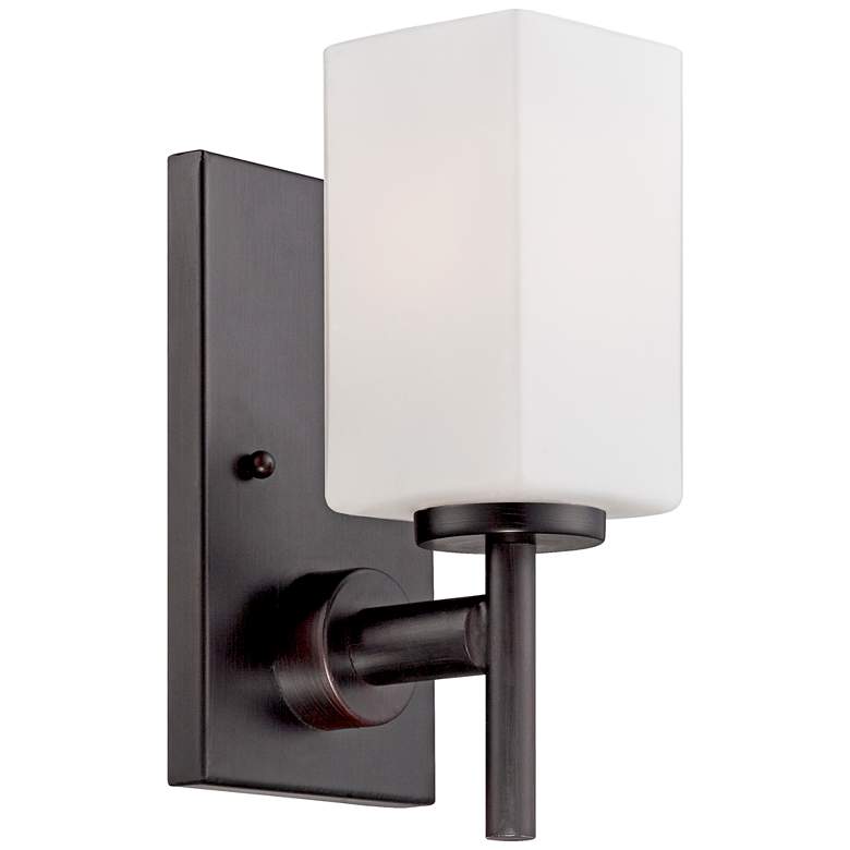 Dakota 10&quot; High Frosted Glass Biscayne Bronze Wall Sconce