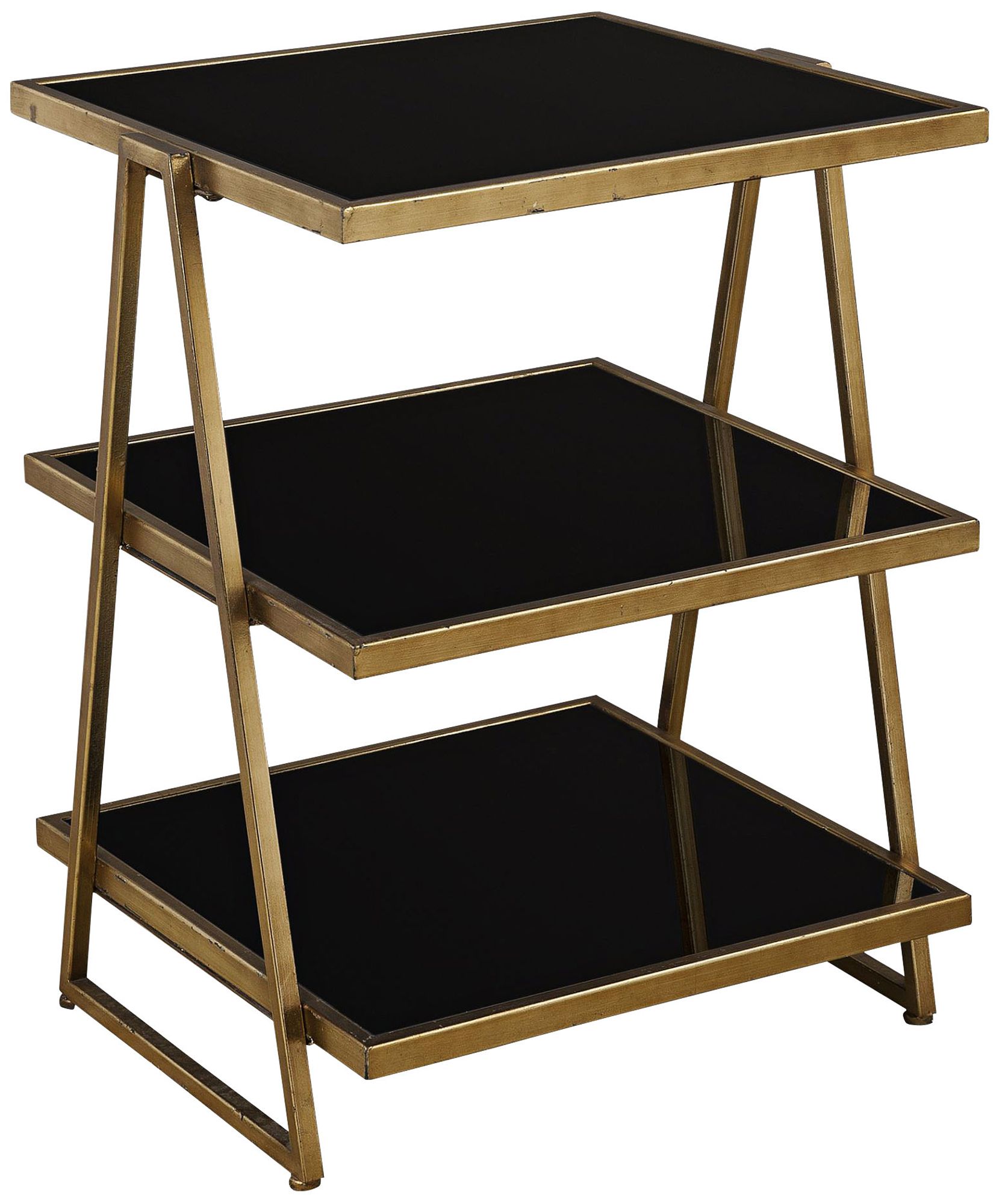 Garrity 20" Wide Gold Leaf and Black Tiered Accent Table