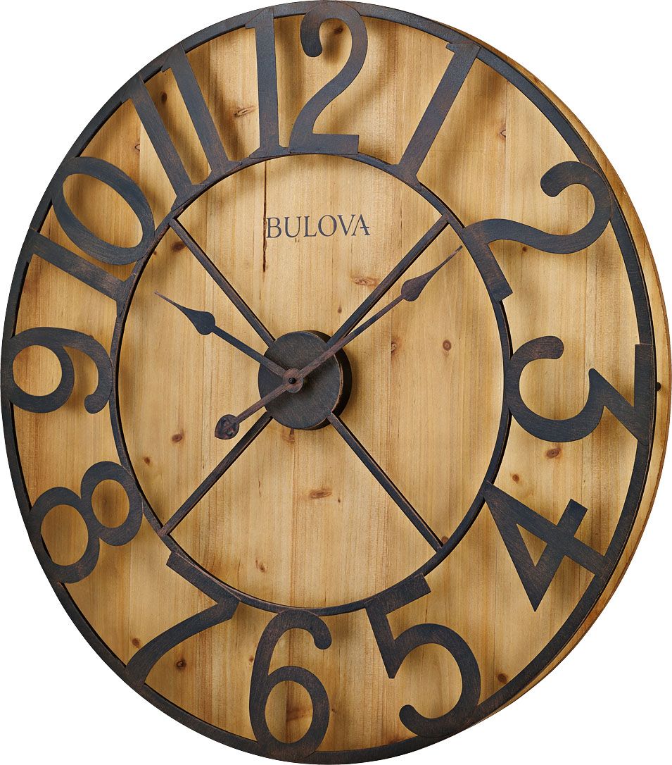 Bulova Silhouette Natural Pine 28 3/4" Round Wall Clock