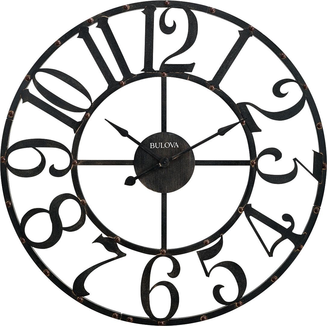 Bulova Gabriel Aged Iron 45" Round Wall Clock