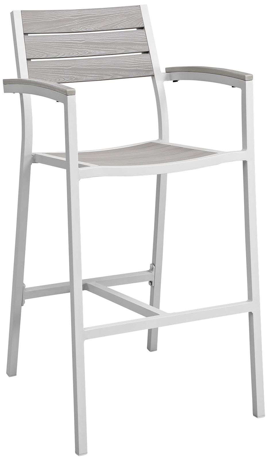 Maine 29" White Light and Gray Outdoor Patio Barstool