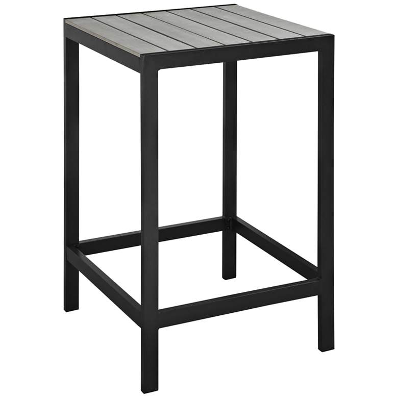 Image 1 Maine Brown and Gray Square Outdoor Patio Bar Table