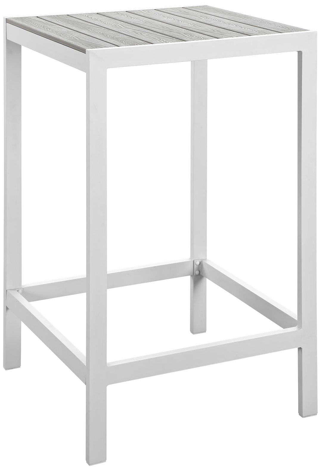 Maine White Light and Gray Square Outdoor Patio Bar Table