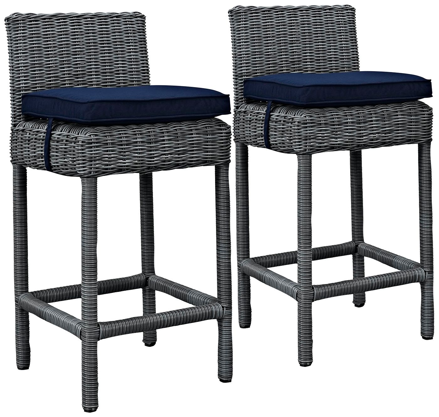 Summon 28" Canvas Navy Outdoor Patio Pub Stool