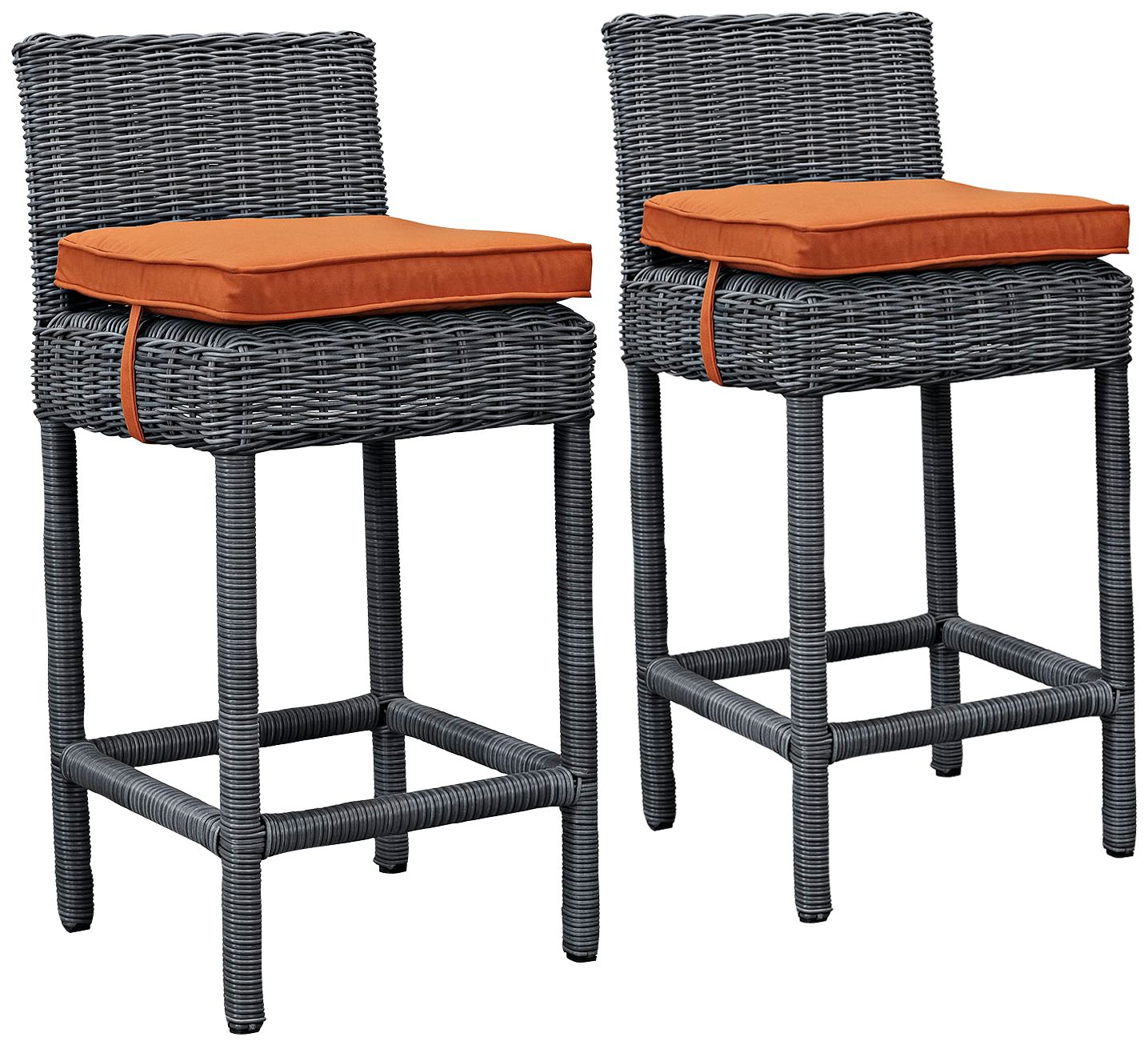 Summon 28" Canvas Tuscan Outdoor Patio Pub Stool Set of 2