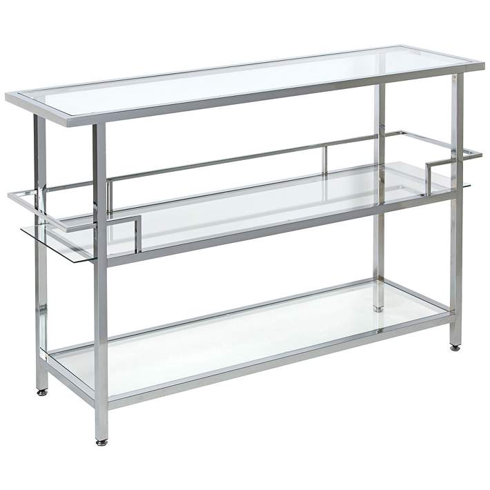 Glass Modern Console Table, Contemporary Chrome Console Table