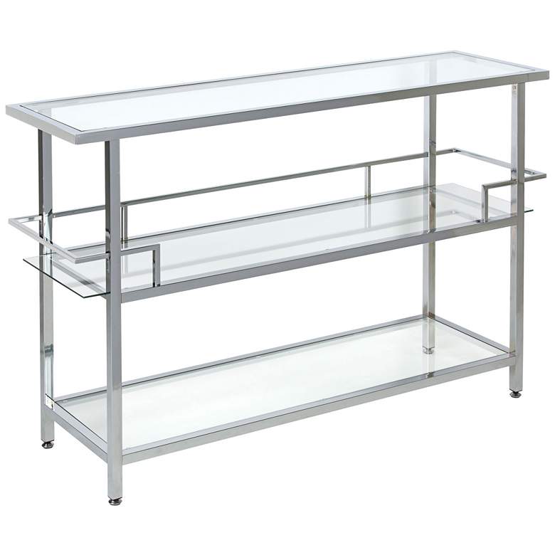 Portico 52&quot; Wide Chrome and Glass Modern Console Table