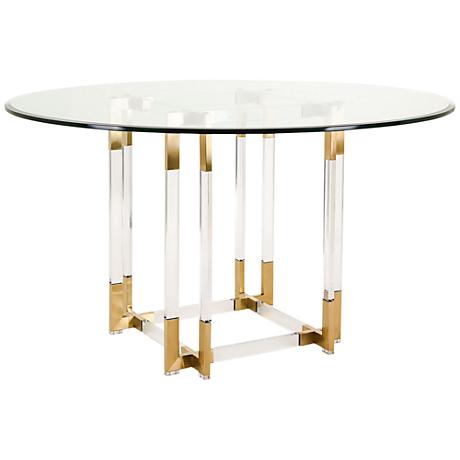 Koryn Brass Steel and Clear Glass Round Dining Table - #9F091 | Lamps Plus