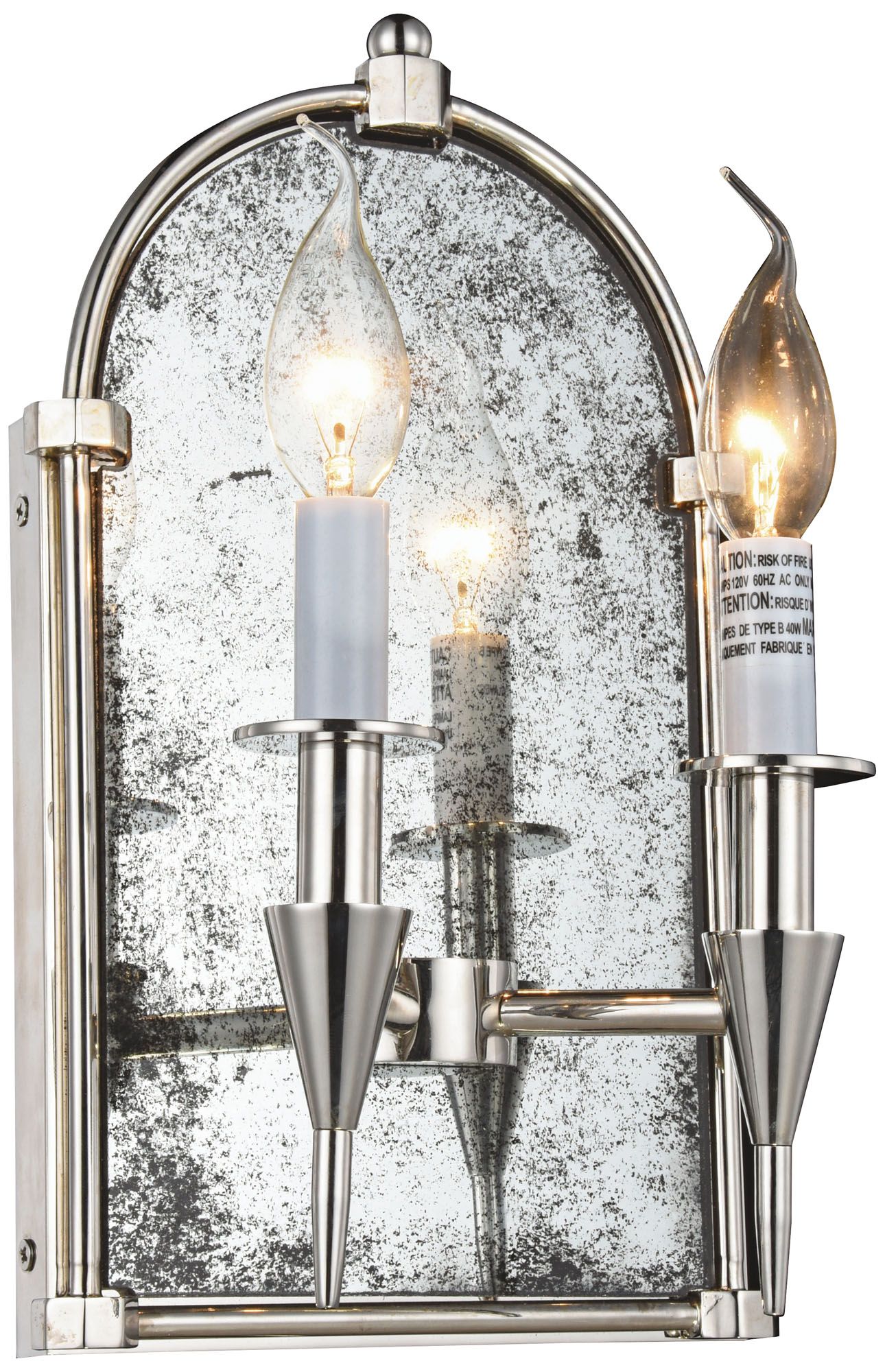 Bavaria 14" High Polished Nickel 2-Light Wall Sconce 