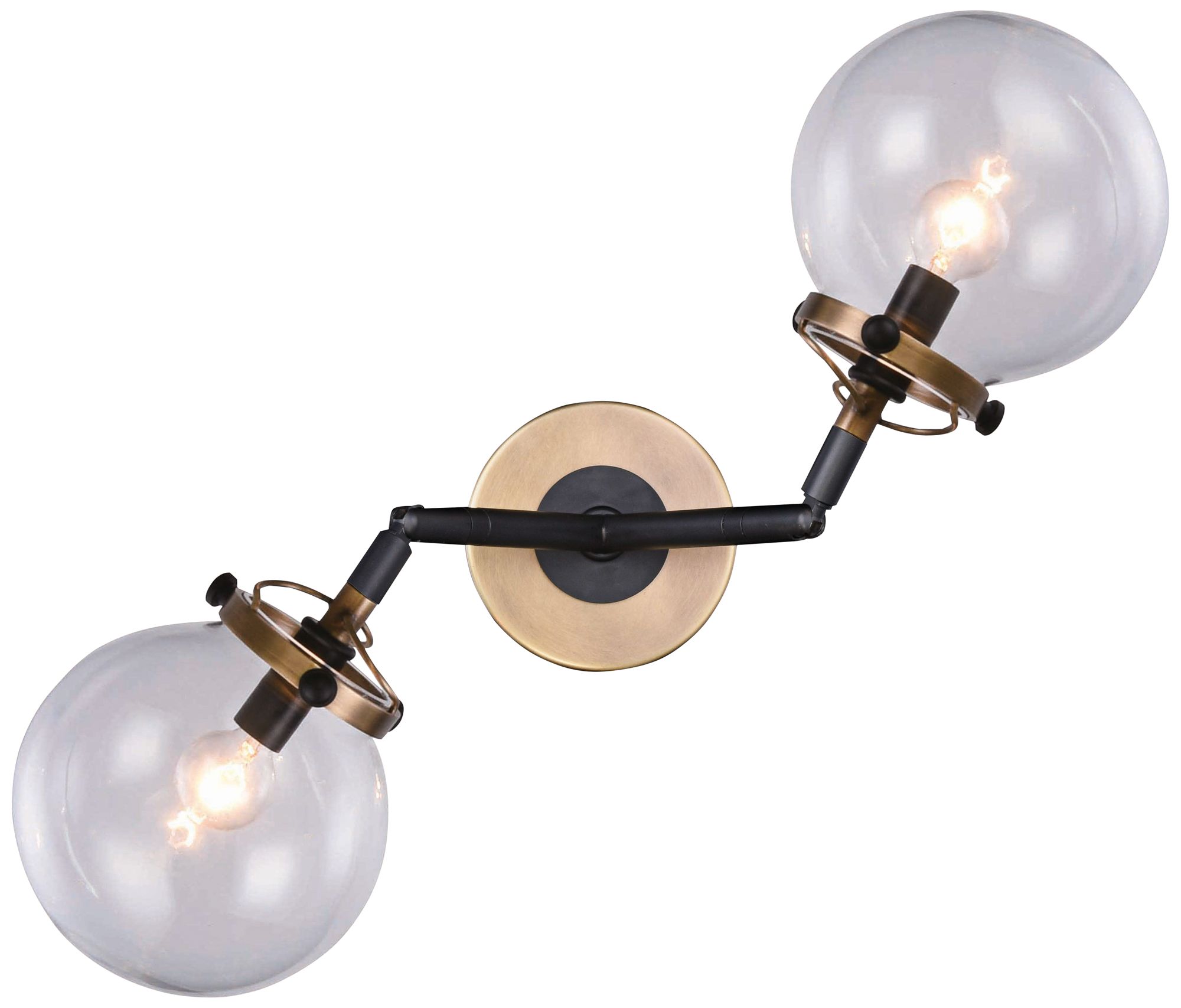 Leda 12" High Burnished Brass and Flat Black Wall Sconce 