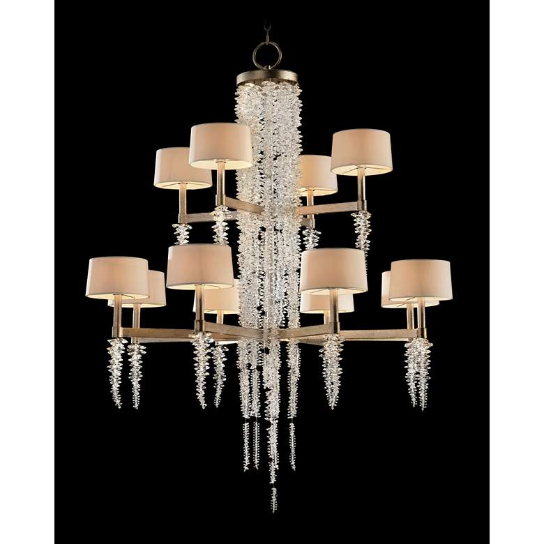 Cascading Crystal Waterfall 42 1/2&quot;W Silver 12-Lt Chandelier