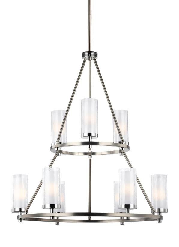 Feiss Jonah 30" Wide Satin Nickel 2-Tier 9-Light Chandelier