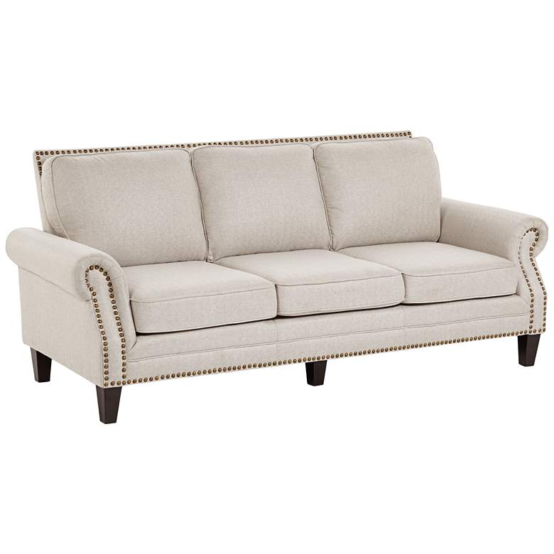 Image 3 Clyde Park 85" Wide Oslo Linen Nailhead Trim Traditional Sofa