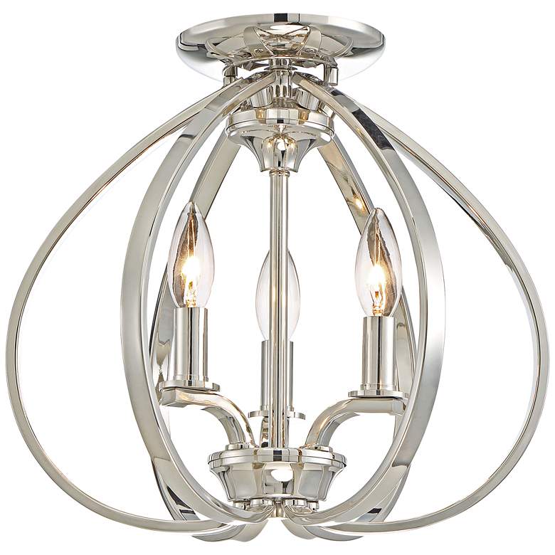 Tilbury 14&quot; Wide Polished Nickel Ceiling Light