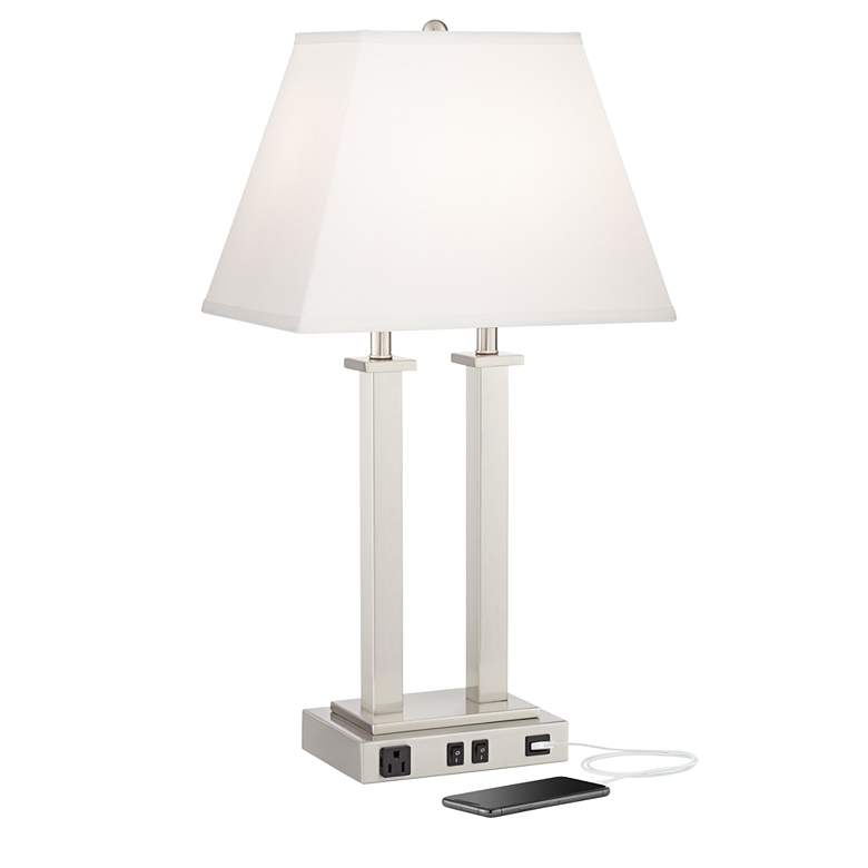 Image 2 Possini Euro Amity Desk Lamp with USB Port and Outlet
