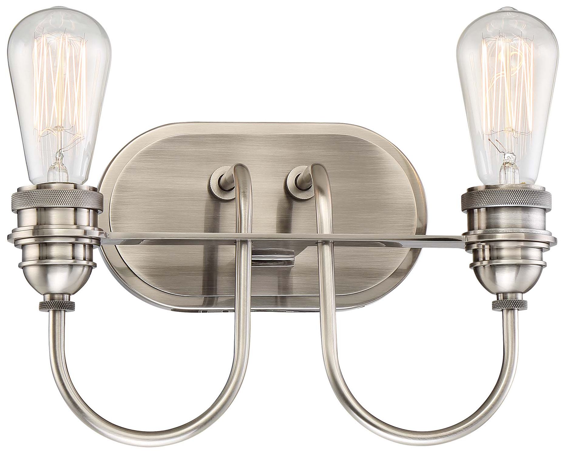 Uptown Edison II 12 1/4"W Plated Pewter 2-Light Bath Light