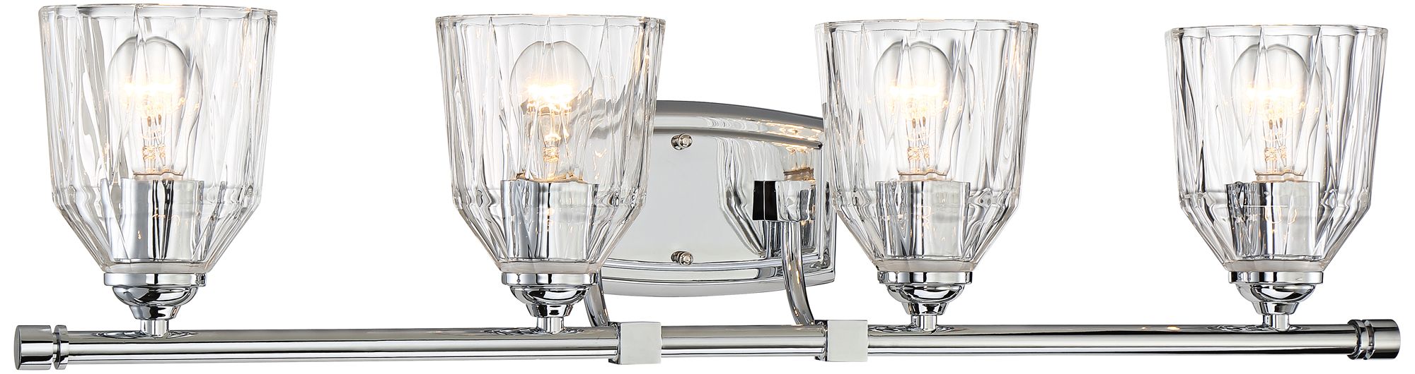 D'or 33" Wide Chrome and Faceted Glass 4-Light Bath Light