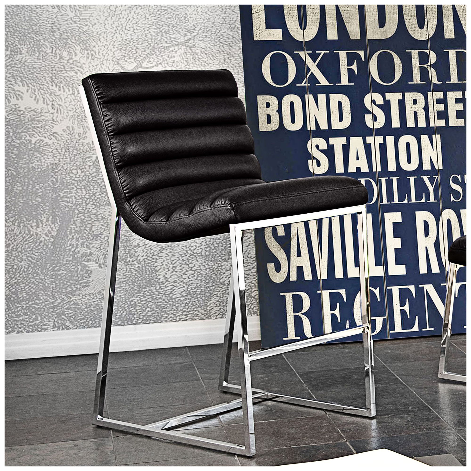 Bardot 29" Black Bonded Leather Modern Bar Height Chair