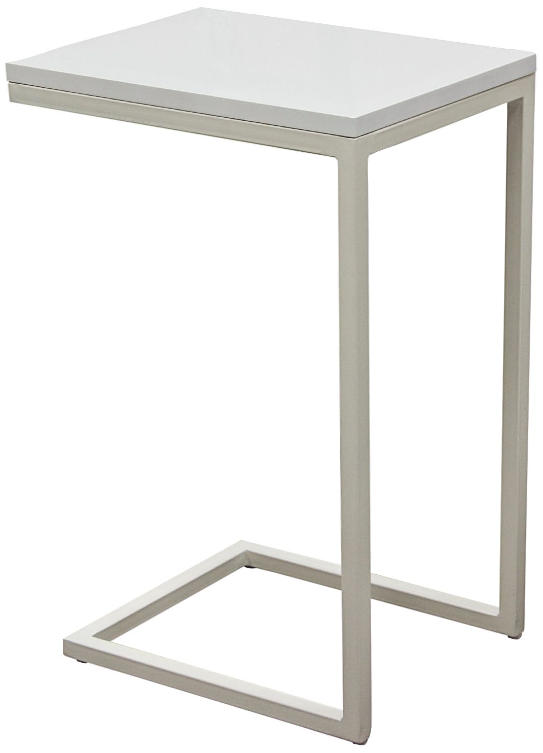 Edge High Gloss White Top and Metal Accent Table