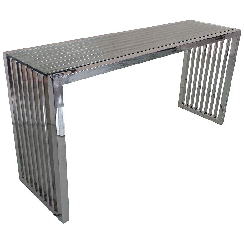 Soho 51&quot; Wide Clear Glass and Stainless Steel Console Table