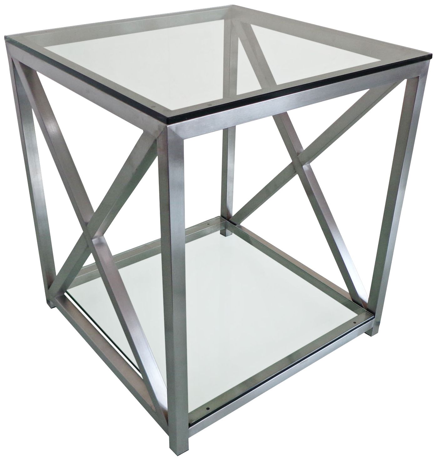 X-Factor 21" Wide Glass and Stainless Steel End Table