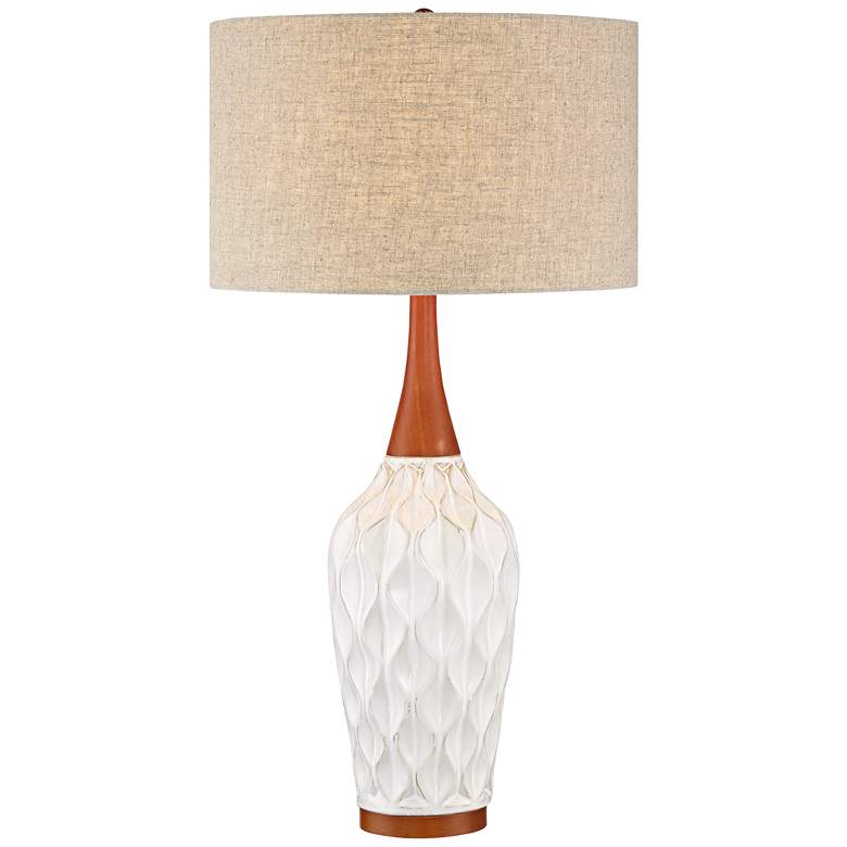 Image 3 Rocco 30" High Mid-Century Modern White Ceramic Table Lamp