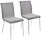 Crystal Gray Fabric Dining Chair with Walnut Back Set of 2
