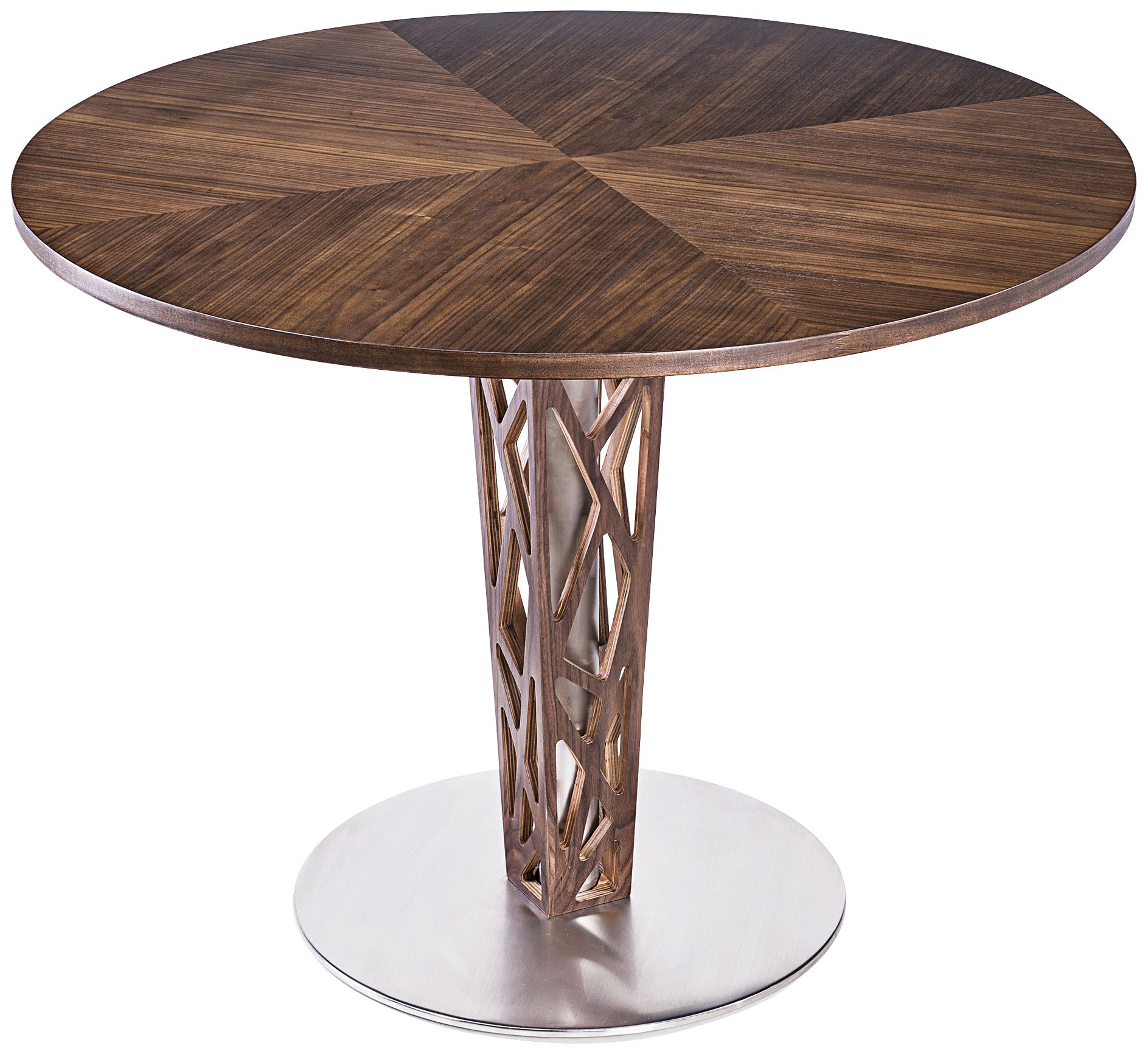 Crystal 48" Wide Walnut Veneer Round Dining Table