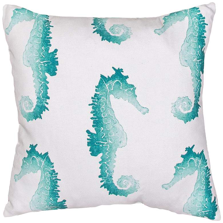Jaipur Veranda Blue Seahorse 18&quot; Indoor-Outdoor Pillow