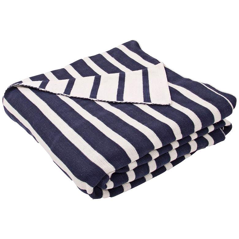 Jaipur Trinity Blue and Ivory Cotton Throw Blanket - #9H868 | Lamps Plus