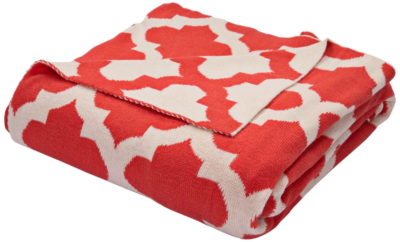 Jaipur Trinity Light Red Quatrefoil Cotton Throw Blanket 9H881