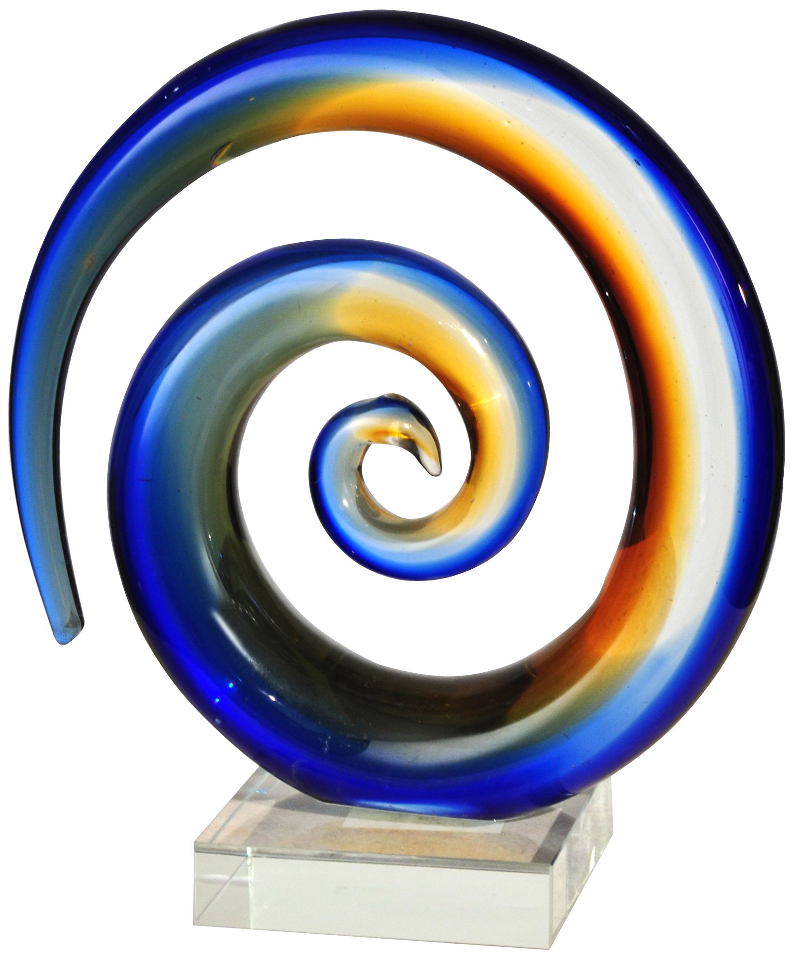 Mystification 8" High Multi-Color Blue Glass Sculpture