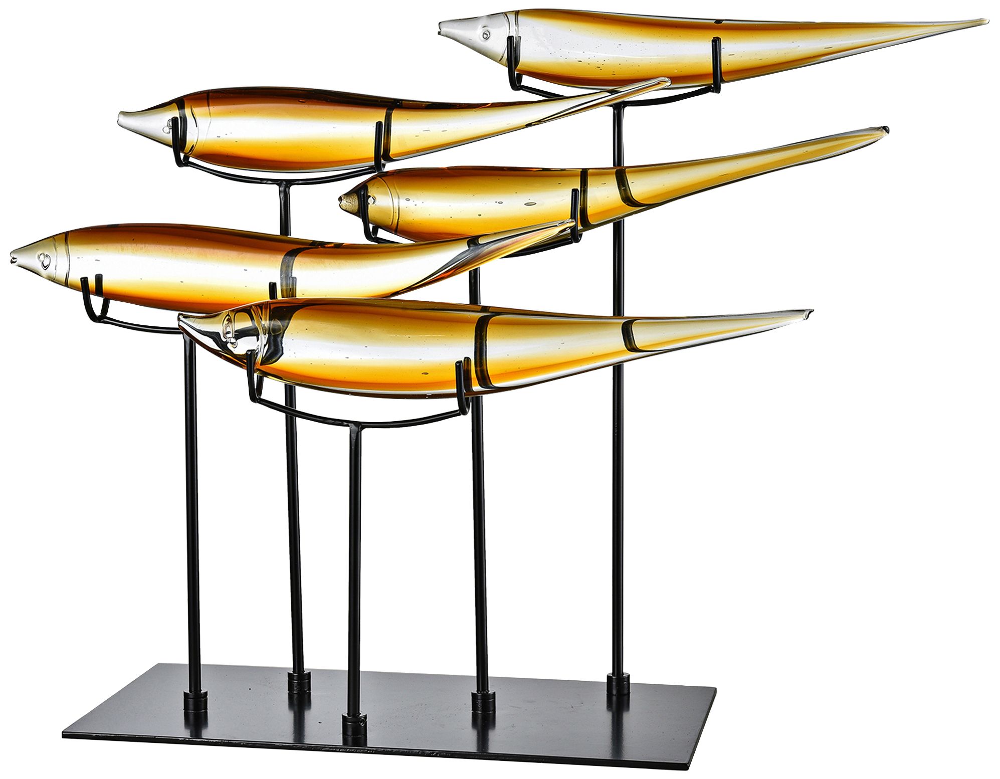 Dale Tiffany Five Amber Fish 25" Wide Art Glass Statue