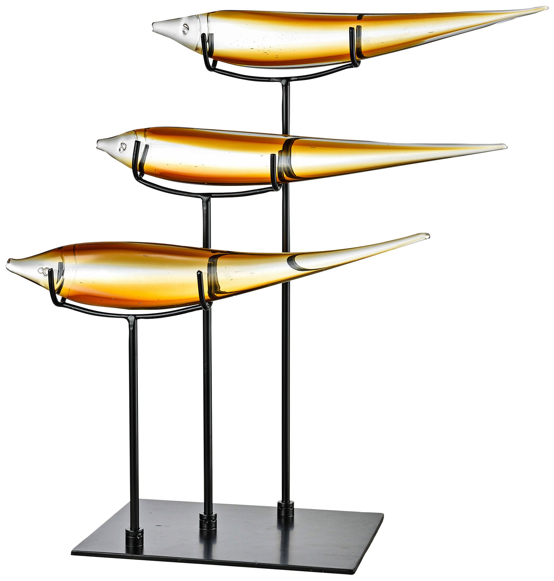 Dale Tiffany Three Amber Fish 14" High Art Glass Statue