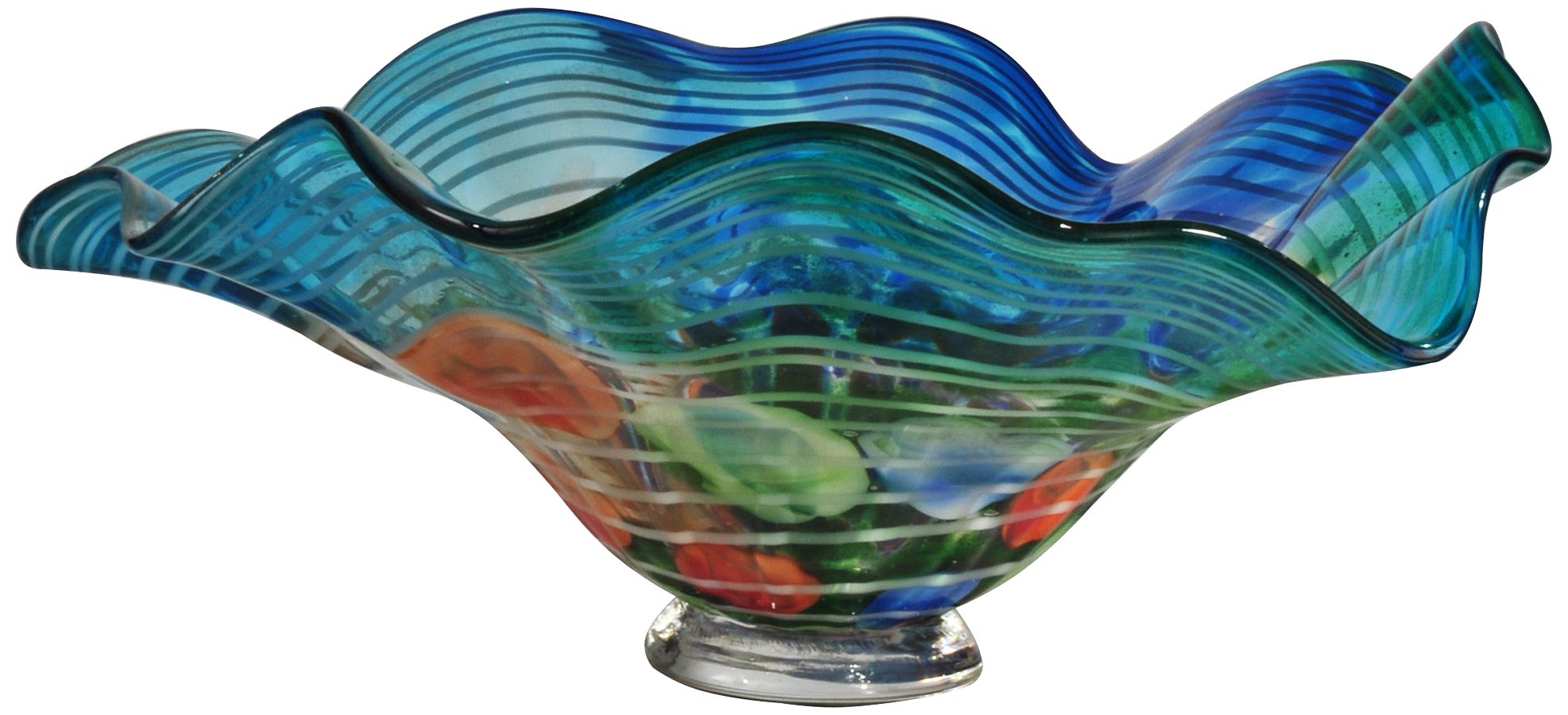 Dale Tiffany Newport Heights Multi-Color Blue Glass Bowl