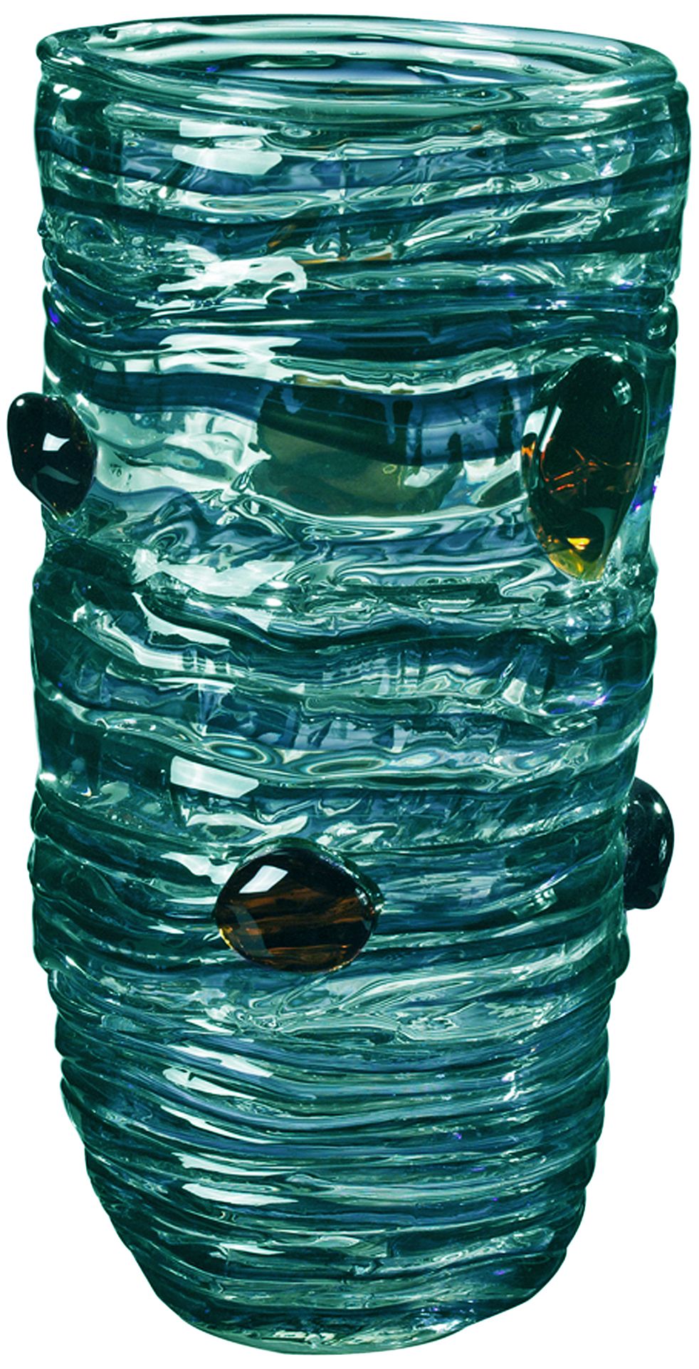 Cannon Rock Multi-Color Blue 14 1/4" High Art Glass Vase