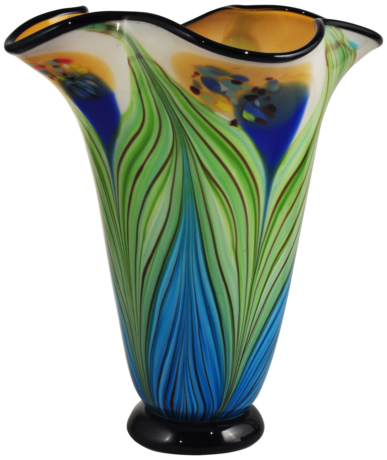 Kalmia Multi-Color 12 3/4" High Art Glass Modern Vase