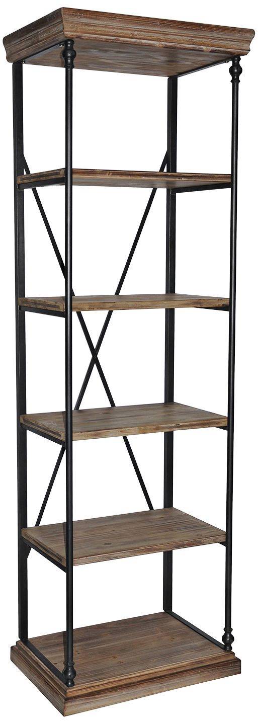 Crestview La Salle 77" High Iron and Wood Etagere Bookcase
