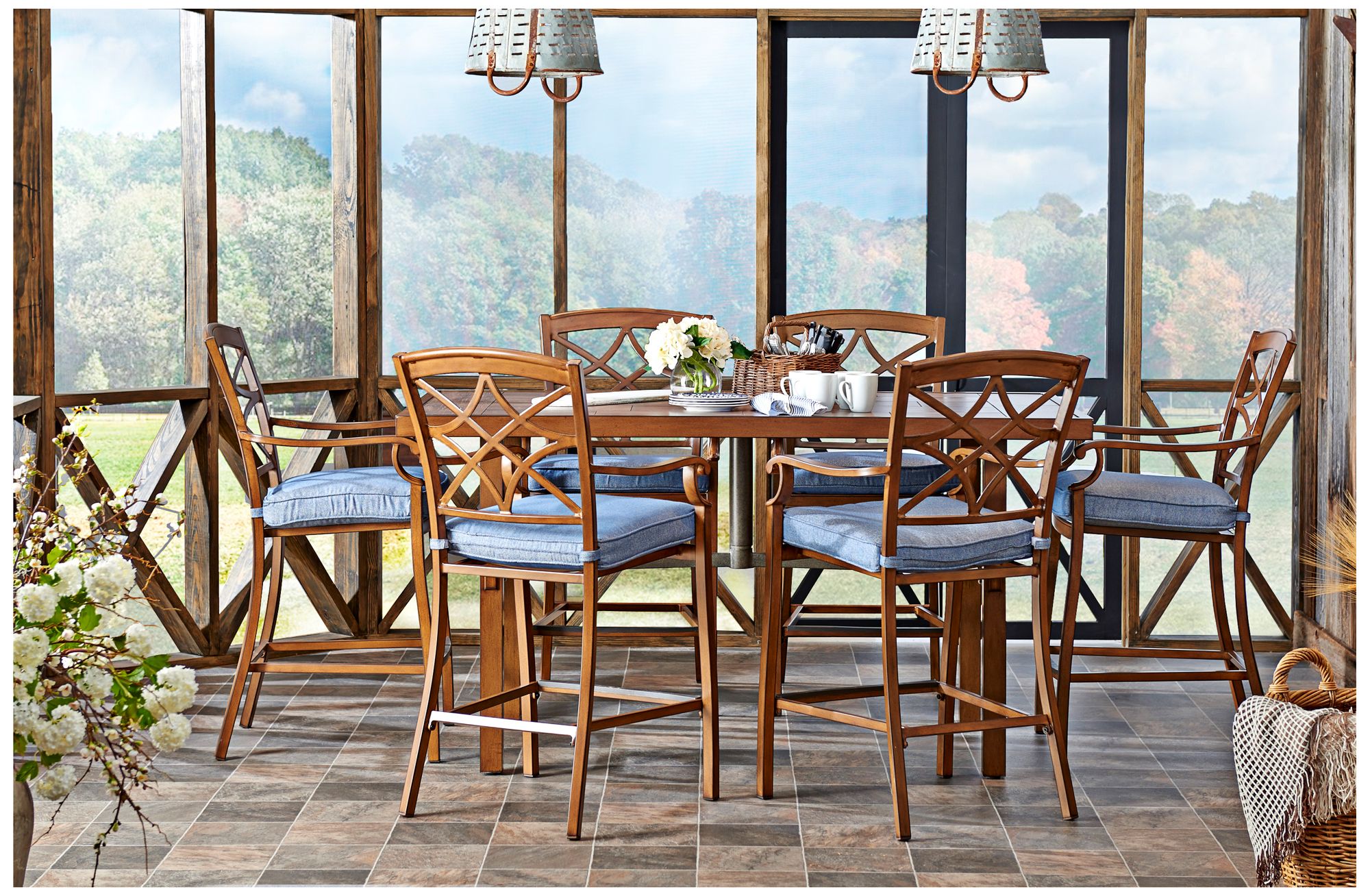 Klaussner Trisha Yearwood Denim Outdoor Bar Chair Set of 2