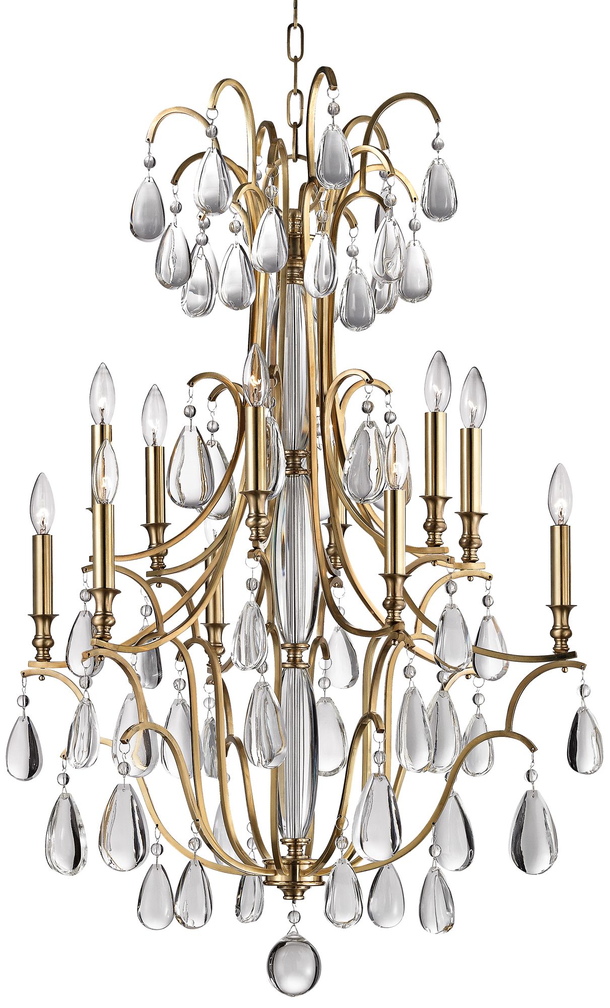 Hudson Valley Crawford 30 1 2 Wide Aged Brass Chandelier