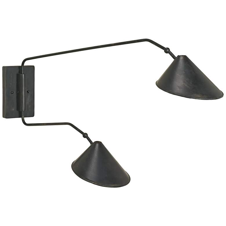 Serpa 20&quot; High French Black Double Arm Wall Lamp