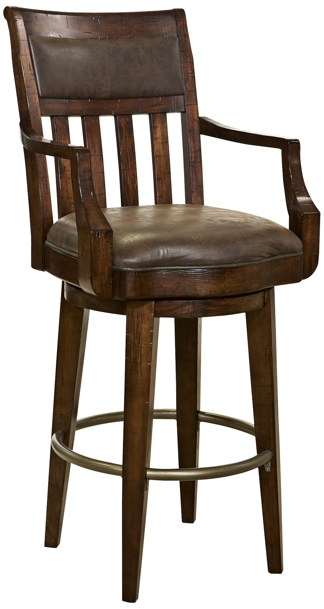 Harbor Springs 30 1/2" Brown Faux Leather Swivel Barstool