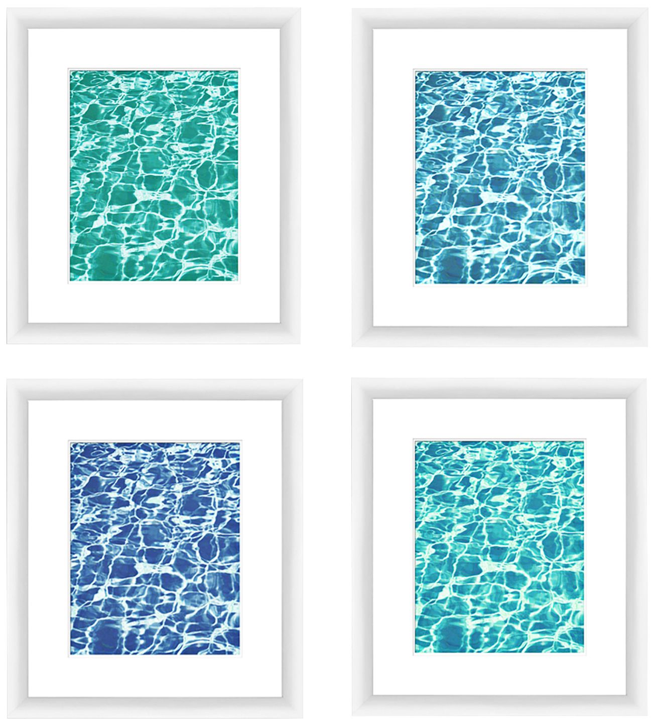 Clear Aquas 14"x16" 4-Piece Framed Wall Art Set