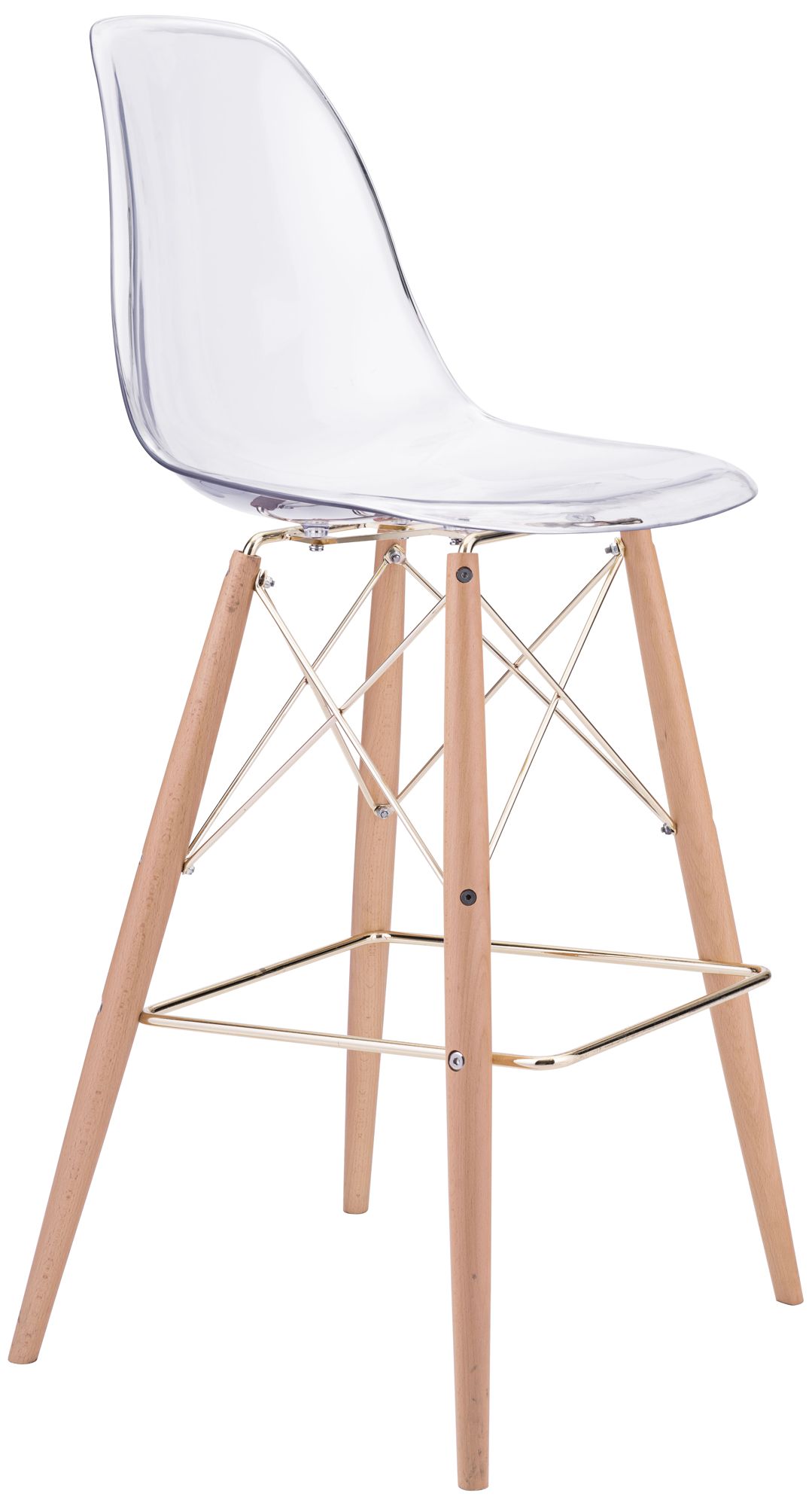 Zuo Shadow 29 1/2" Transparent Seat Beech Wood Bar Chair