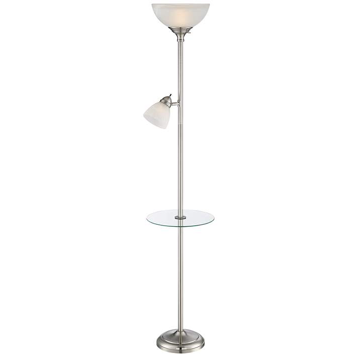 London Torchiere Floor Lamp With Table, Torchiere Floor Lamp With Reading Light