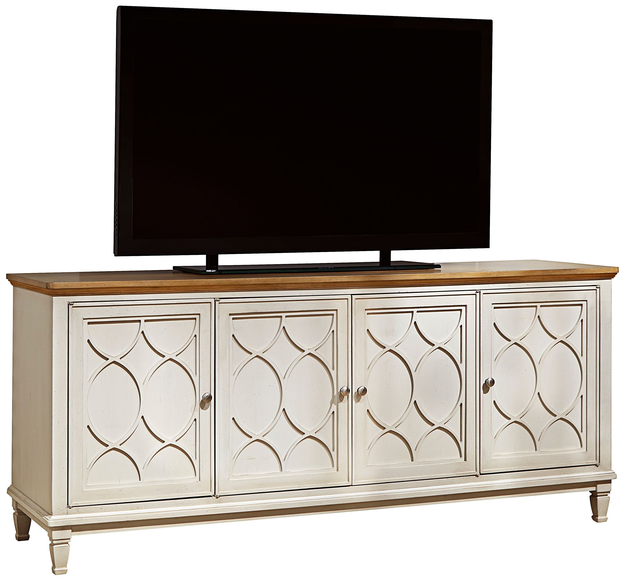Moderne Muse 76" Wide Bisque 4-Door Entertainment Console